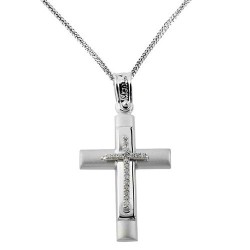 Λευκόχρυσος σταυρός Κ14 με αλυσίδα